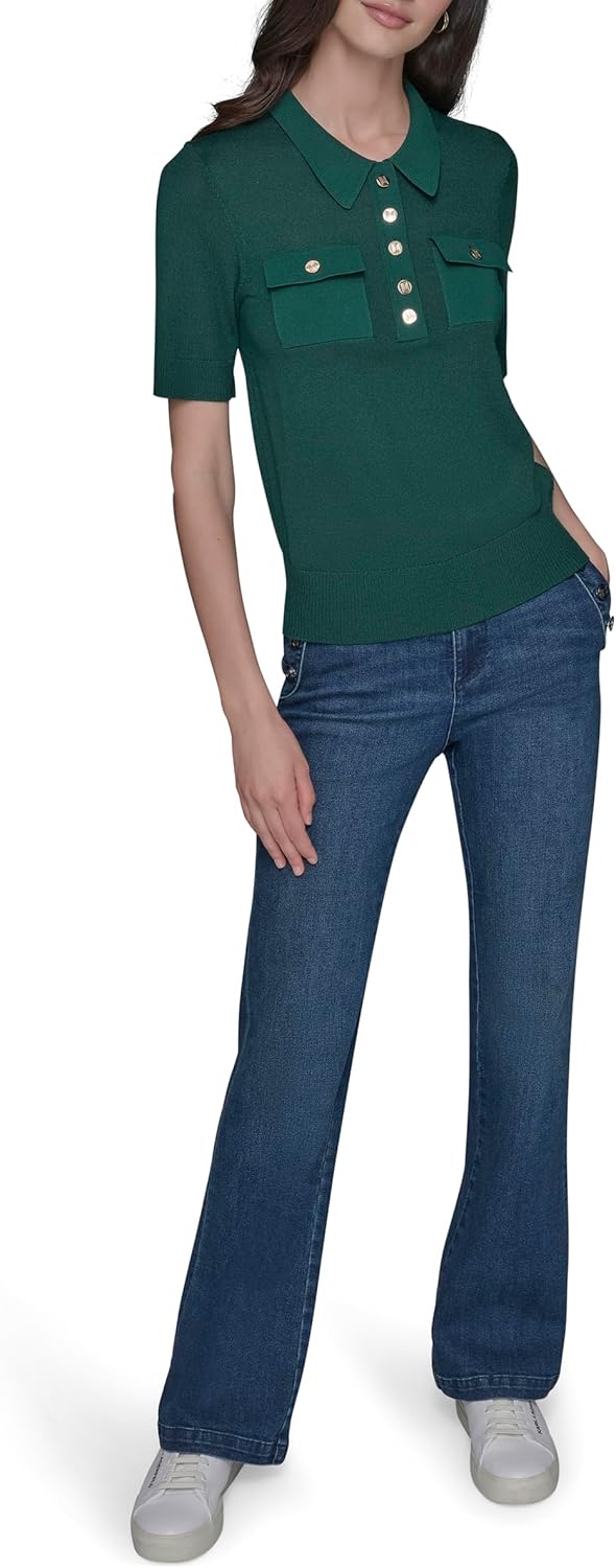 Karl Lagerfeld Womens Collar with Two Chest Pockets Sweater - Image 2