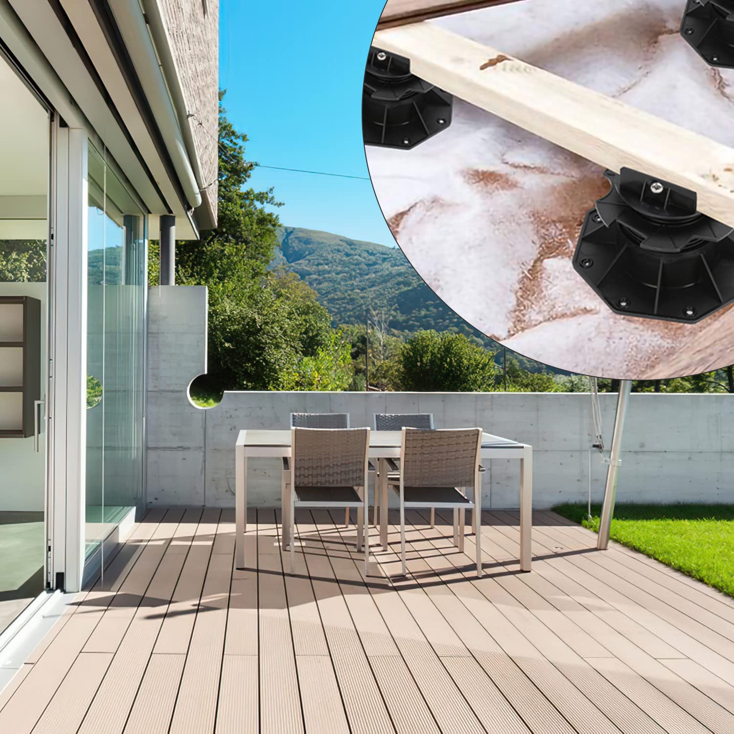 Gimisgu 100 Stück Stelzlager Höhenverstellbar, Stellfuss 60-140mm Plattenlager, Stelzlager für Terrassenplatten-Unterkonstruktion Holz, WPC und Stein, Tragfähigkeit von 1700kg