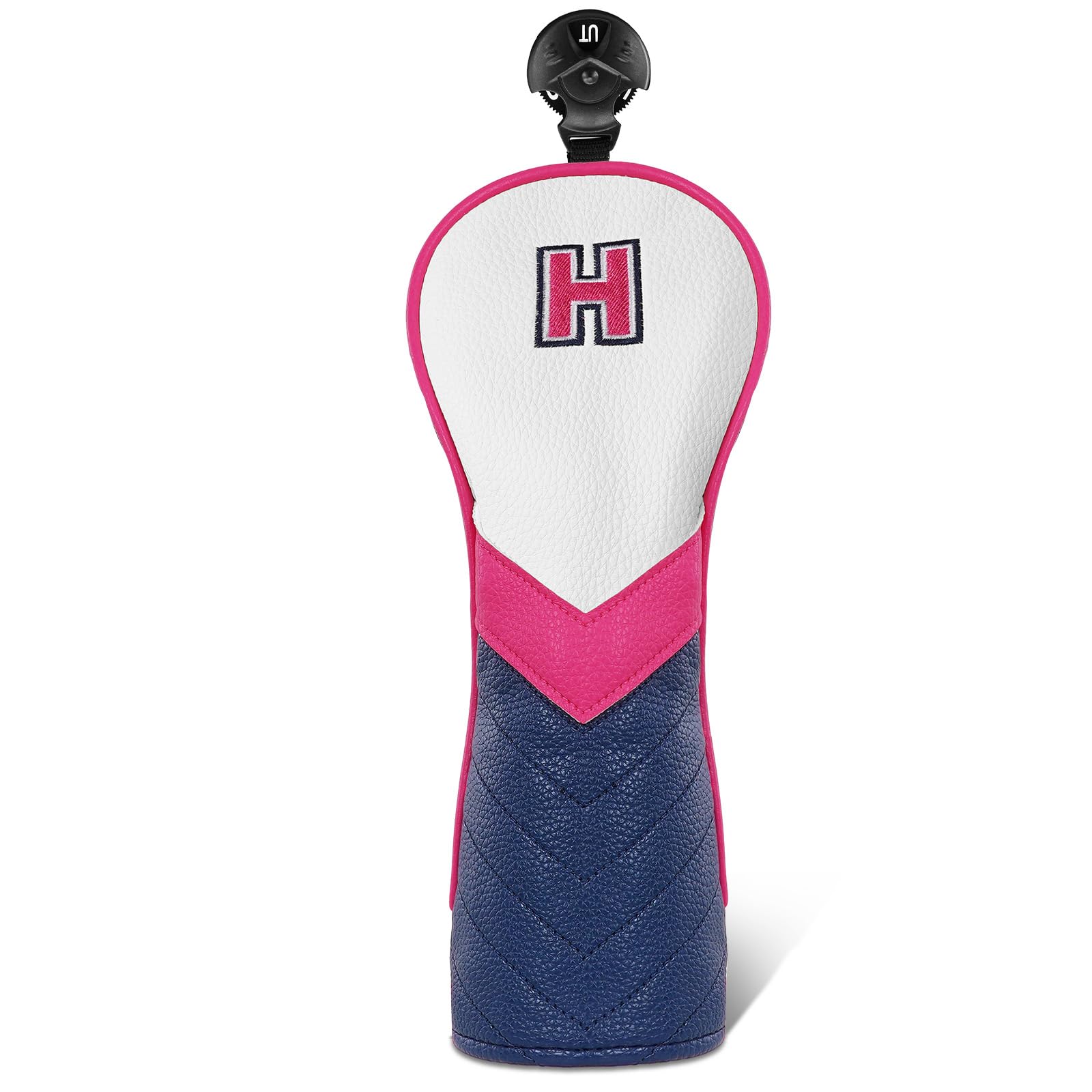 Golfschlägerhauben aus Holz für Fahrer/Fairway/Hybrid/1FH Weiß, Rosa, Blau, PU-Leder