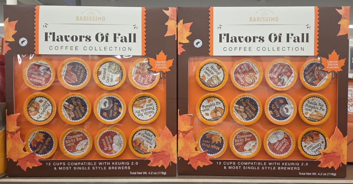 Barissimo The Coffee Expert Flavors of Fall Coffee Collection 12 Cups 4.2oz 119g (Two Boxes)