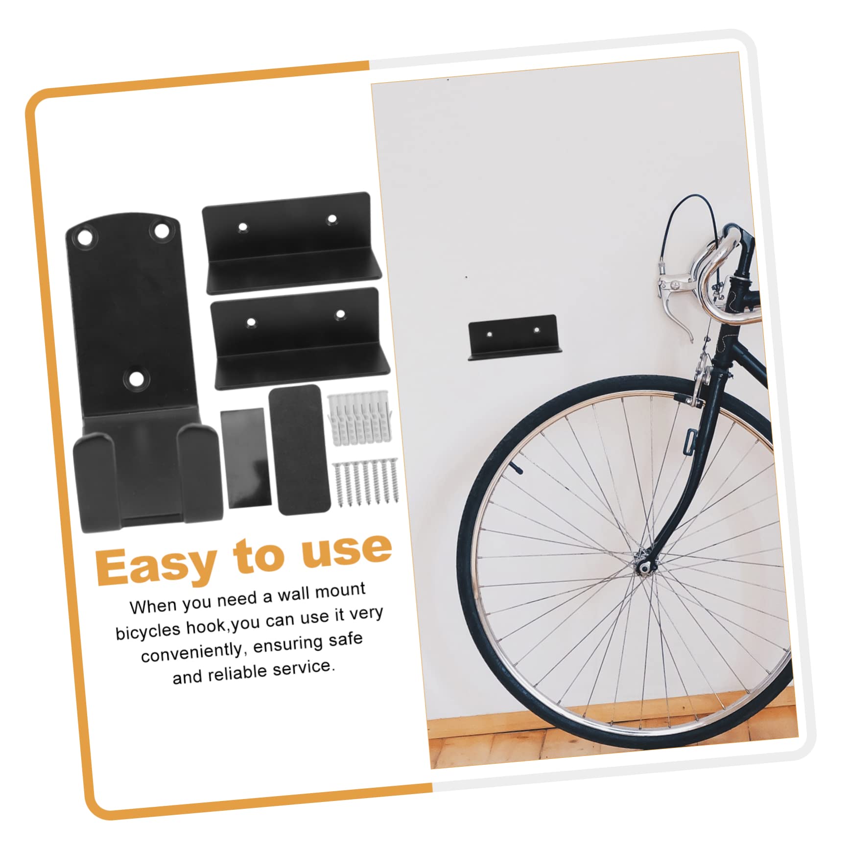 KALLORY 1 Set Heavy Duty Wall Mount Bike Hanger Indoor Bicycle Storage Rack for Mountain Endurance Bikes with Protector Pads Smooth Surface Convenient