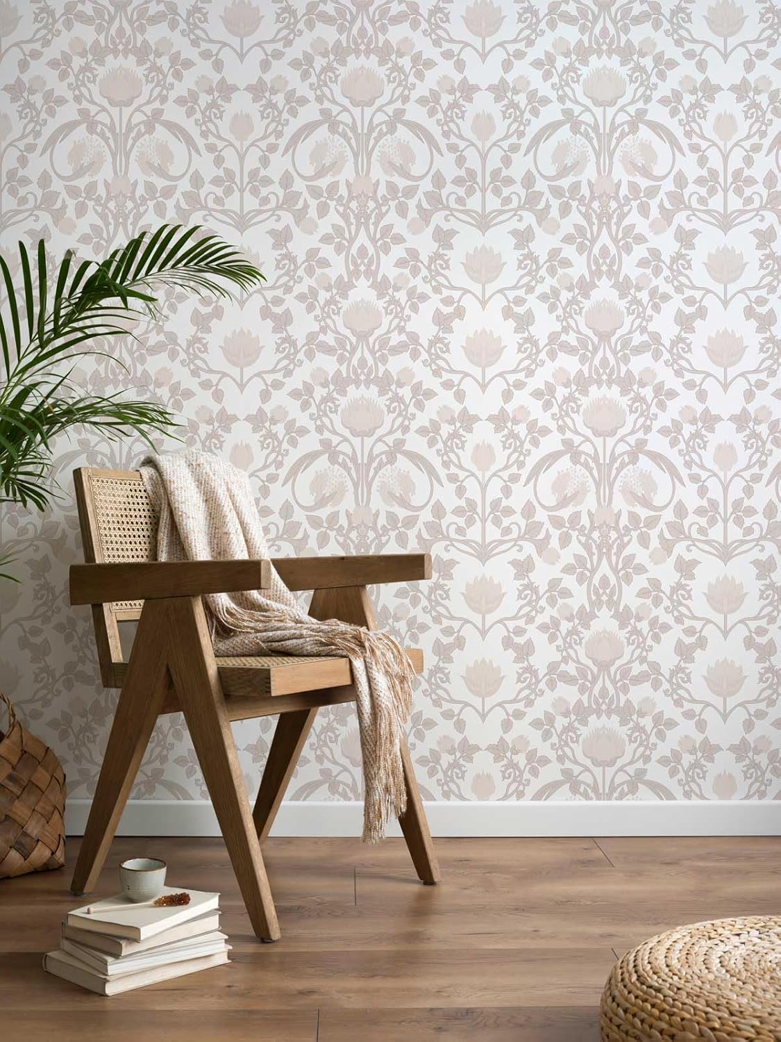 17.3"×78.7" Pink Peel and Stick Wallpaper, Floral Wallpaper for Bedroom Bathroom Self Adhesive Removable Beige Pink 17.3" x 78.7"