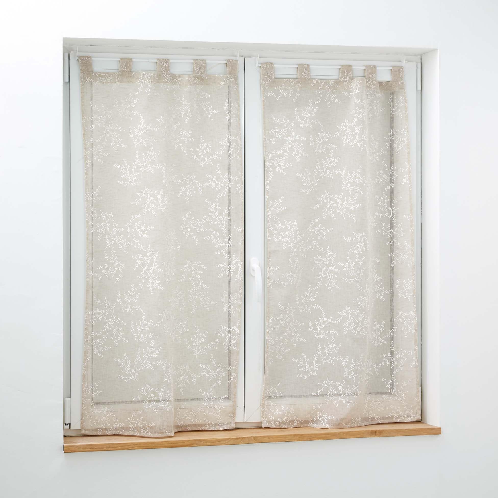 Douceur d'Intérieur, Paire Droite à Passants (2 x 60 x 160 cm) Karla Taupe, Voile Tissé Appliqué