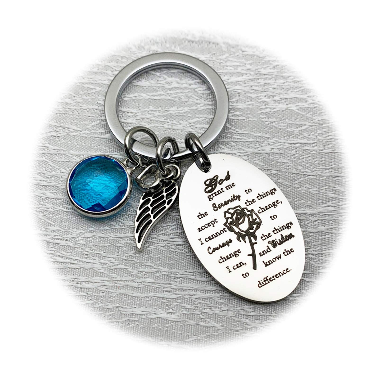 AMDXDKeychain Cute, Stainless Steel Oval Ala Military Plate Engraved God Grant Me the Serenity to Accept The, Silver, 2 x 3 cm, Silver, One size