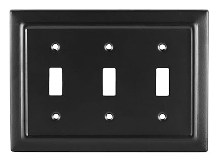 19153 Architectural Triple Wall Switch Plate, 3-Gang, Matte Black