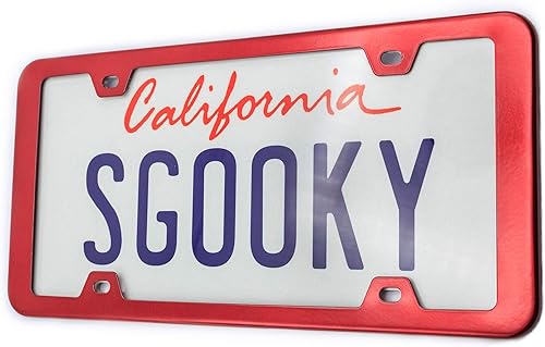 Miniatura 2 de Marcos de placa de acero inoxidable, cubierta para placa de matrícula con seguridad resistente a la corrosión, 4 agujeros con tornillos (rojo