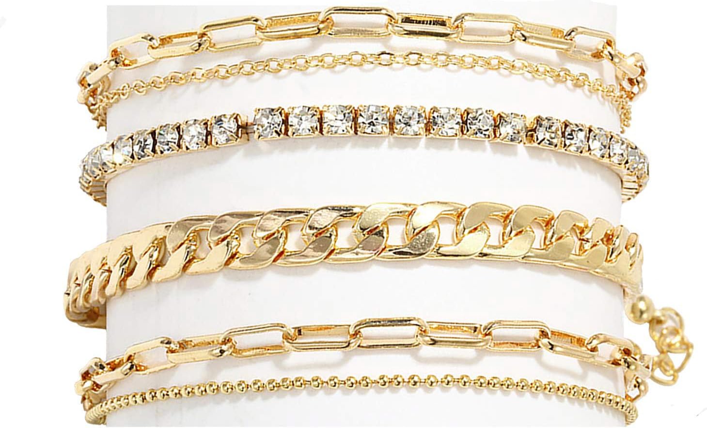 4-6PCS Ankle Bracelets Set for Women Gold Boho Beach Anklet Chain Adjustable Foot Jewelry for Women Extremely Simple Style