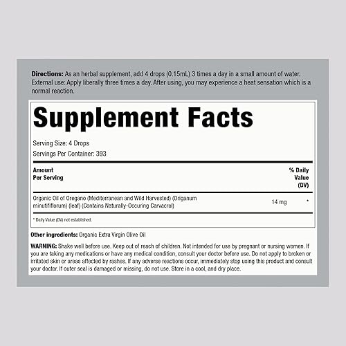 Miniatura 2 de Piping Rock Gotas líquidas orgánicas de aceite de orégano | 2 onzas líquidas | con aceite de oliva virgen extra | Suplemento de extracto de hierbas