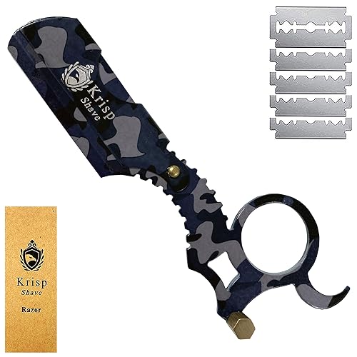 Krisp Beauty Maquinilla de afeitar profesional clásica de borde recto para afeitarse cercano, calidad de salón para hombre, corte de barba,