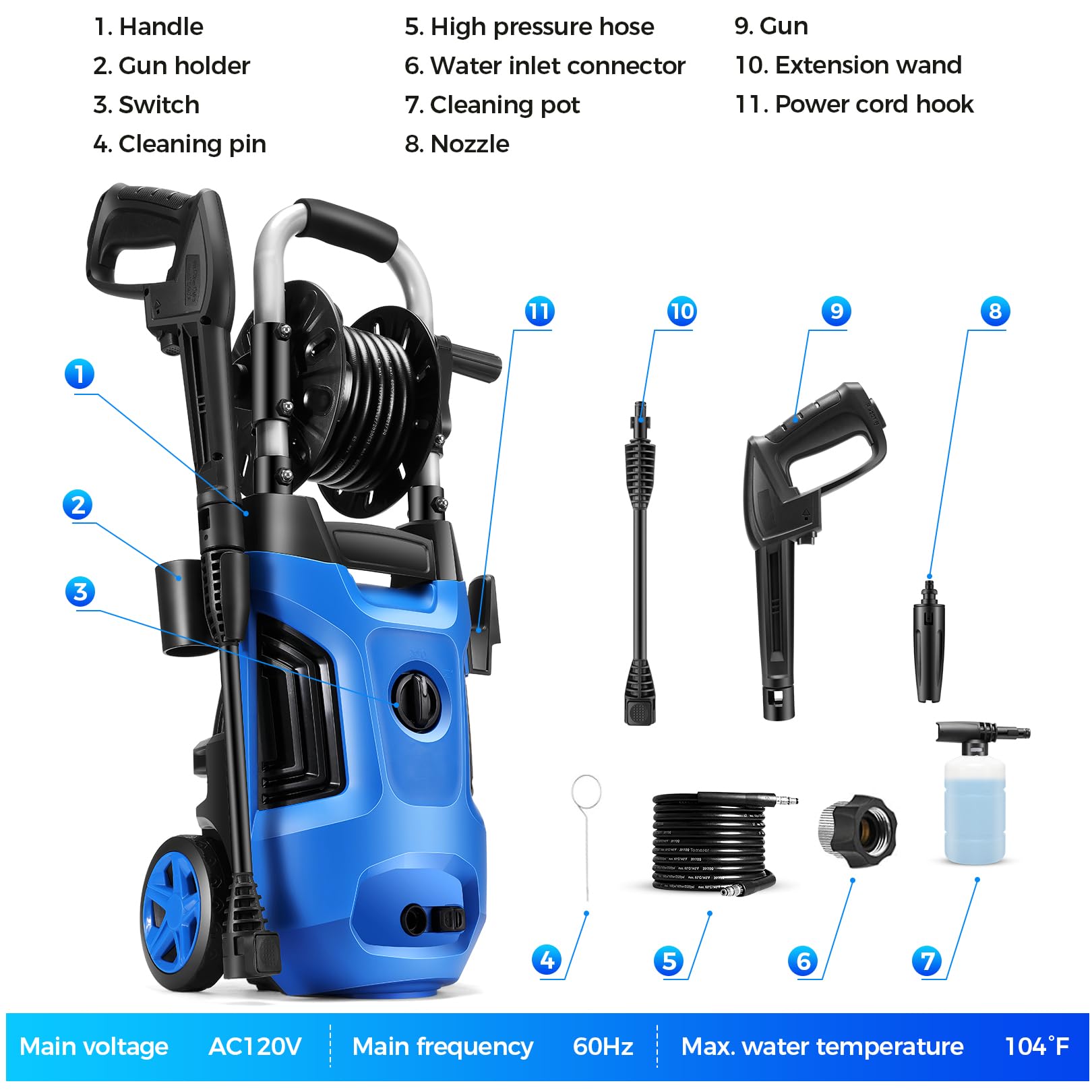Commowner 3800 PSI Electric Pressure Washer 4.0 GPM High Power Washer