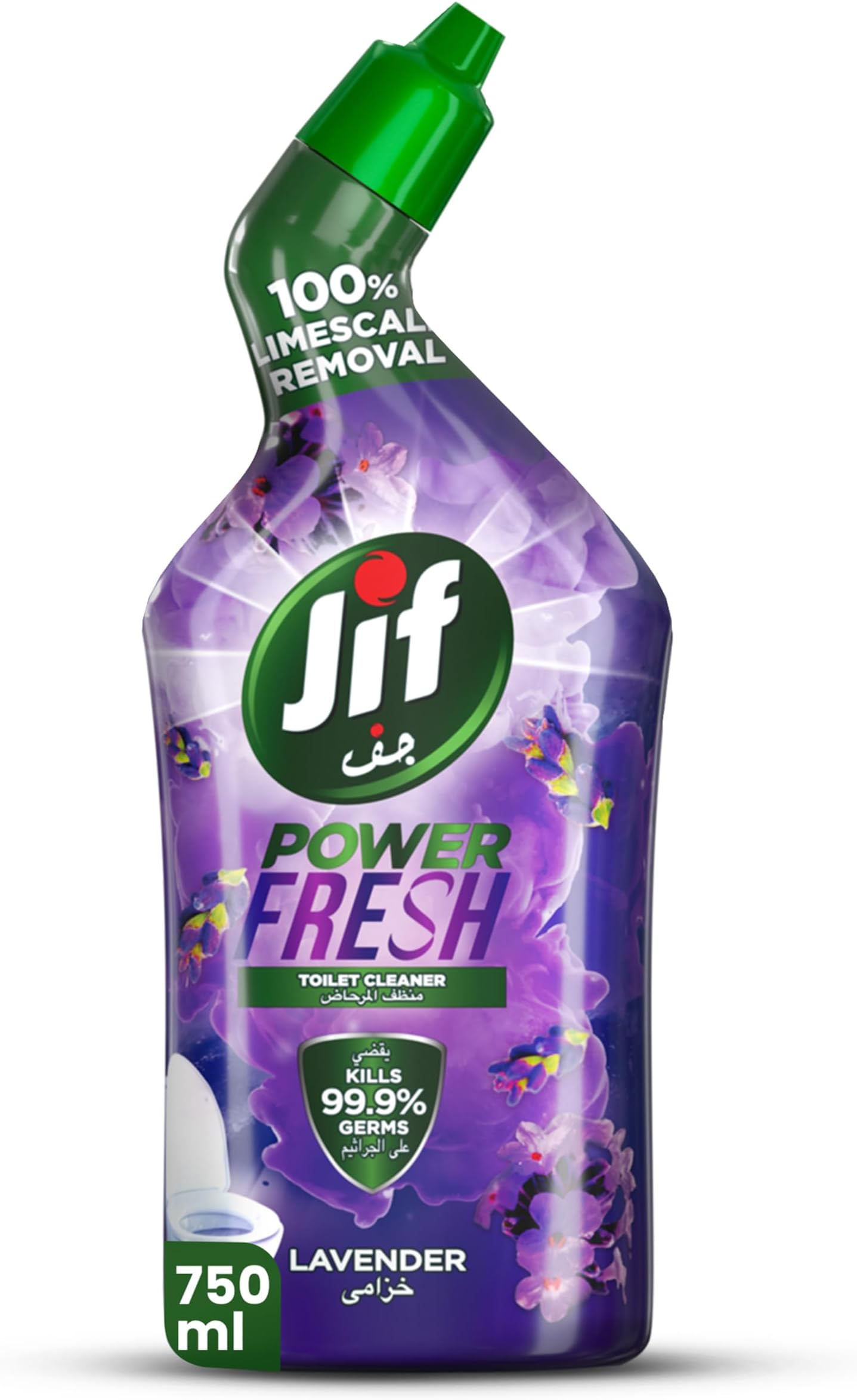 Power Fresh Toilet Cleaner Liquid, Lavender, 100% Limescale Remover, Kills 99.9% Germs, 750ml