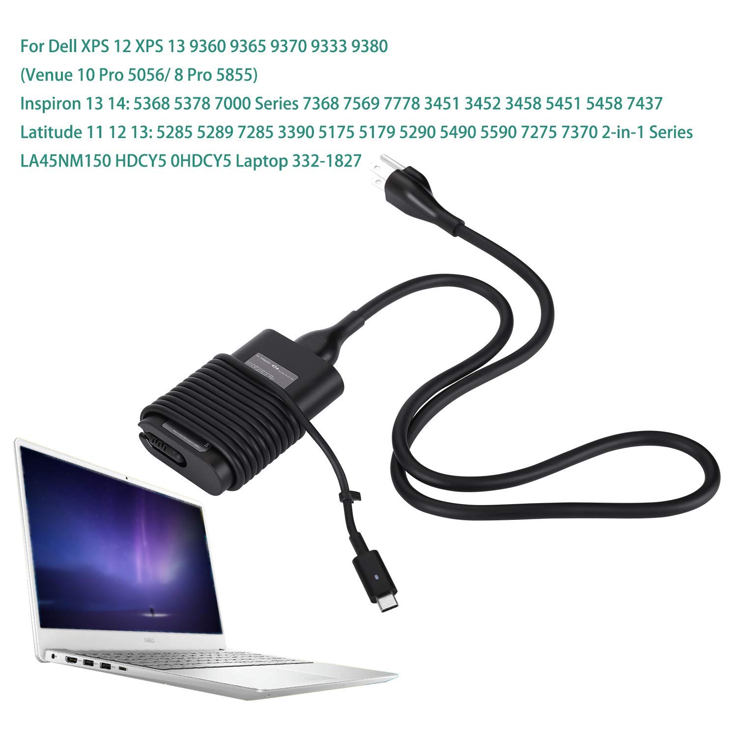 Amazon.com: DAMZON Dell 45W USB-C Type C Laptop AC Adapter Charger