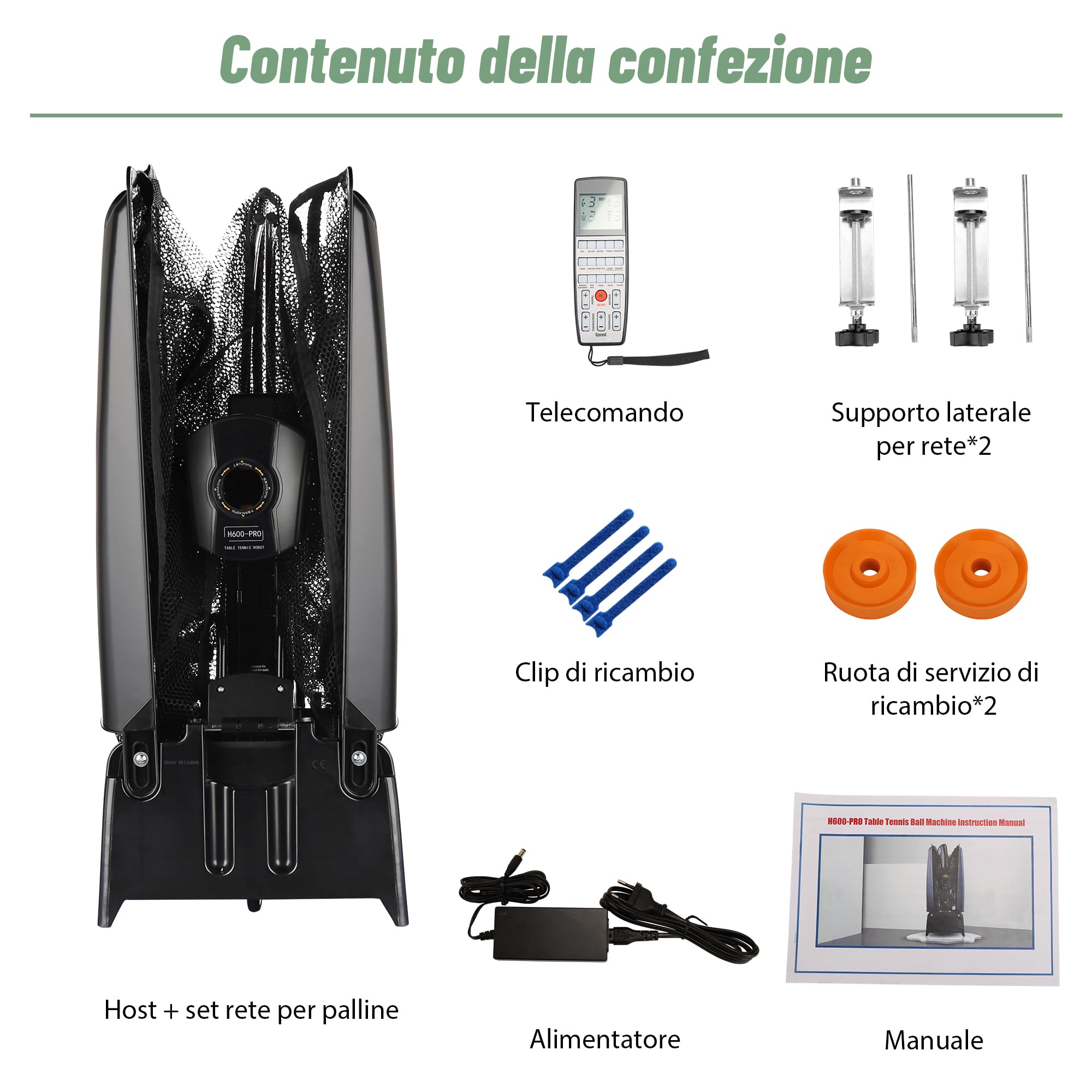 Robot per tennis di tavolo/Macchina per palle di ping-pong con telecomando e robot per tennis di tavolo dotato di rete