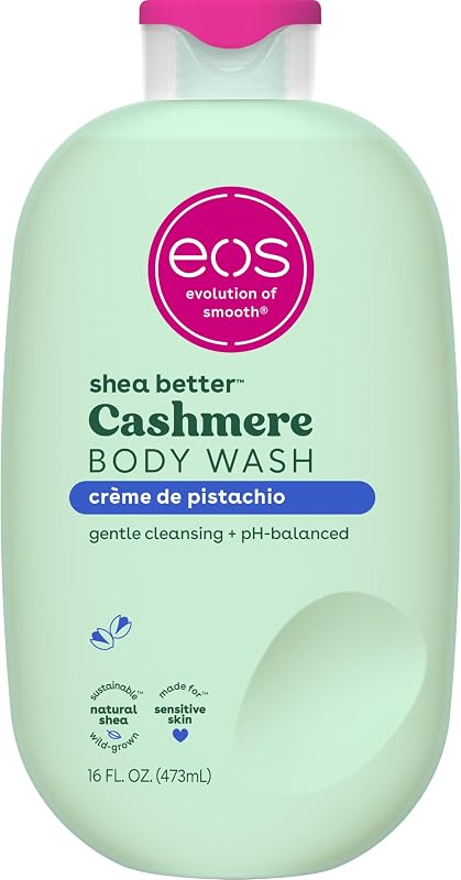 Cashmere Body Wash – Crème de Pistachio, Moisturizing Body Wash, Creamy Gel Formula, with Shea Butter, Glycerin, Vitamin E, pH Balanced, Sensitive Skin, Vegan, 16 fl oz