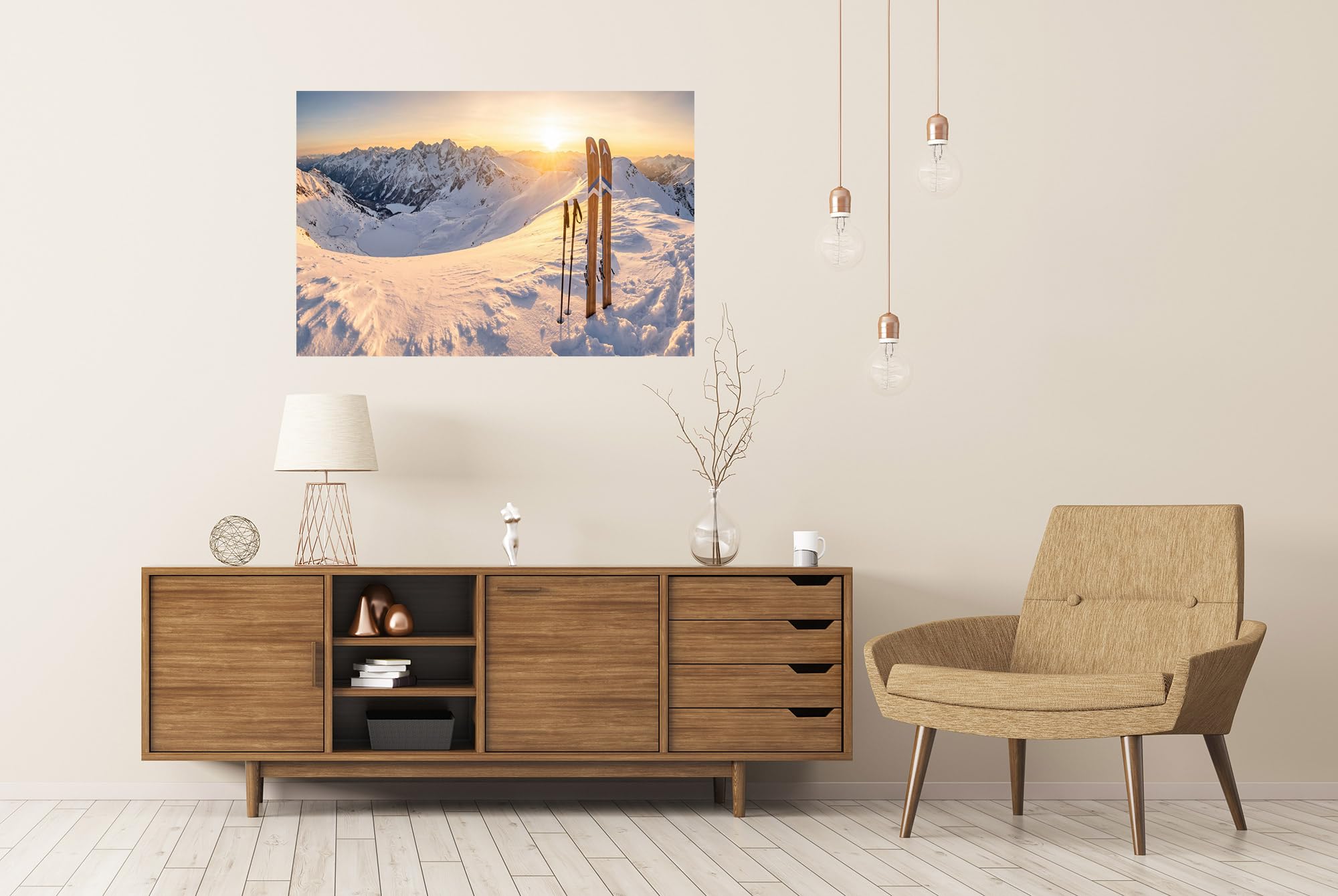 islandburner Póster premium majestuoso paisaje invernal mural sala de estar para esquiadores - gran formato