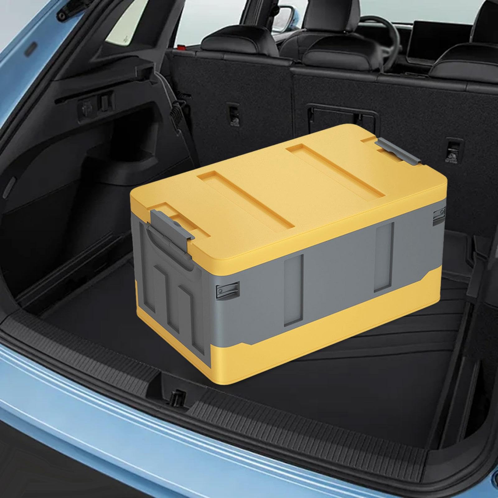 Organizador de Maletero, Caja de Almacenamiento de Equipaje, Práctico, Plegable, Contenedor de Almacenamiento de Coche Robusto para, Amarillo