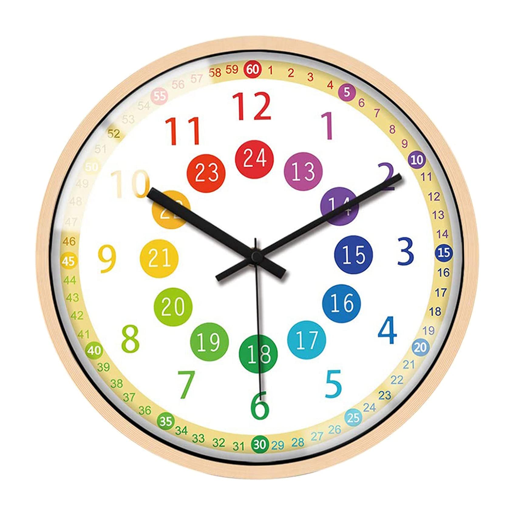 Yuemsh Silent Non Ticking Kids Wall Clock Battery Operated Colorful Decorative Clock for Children Bedroom School Classroom