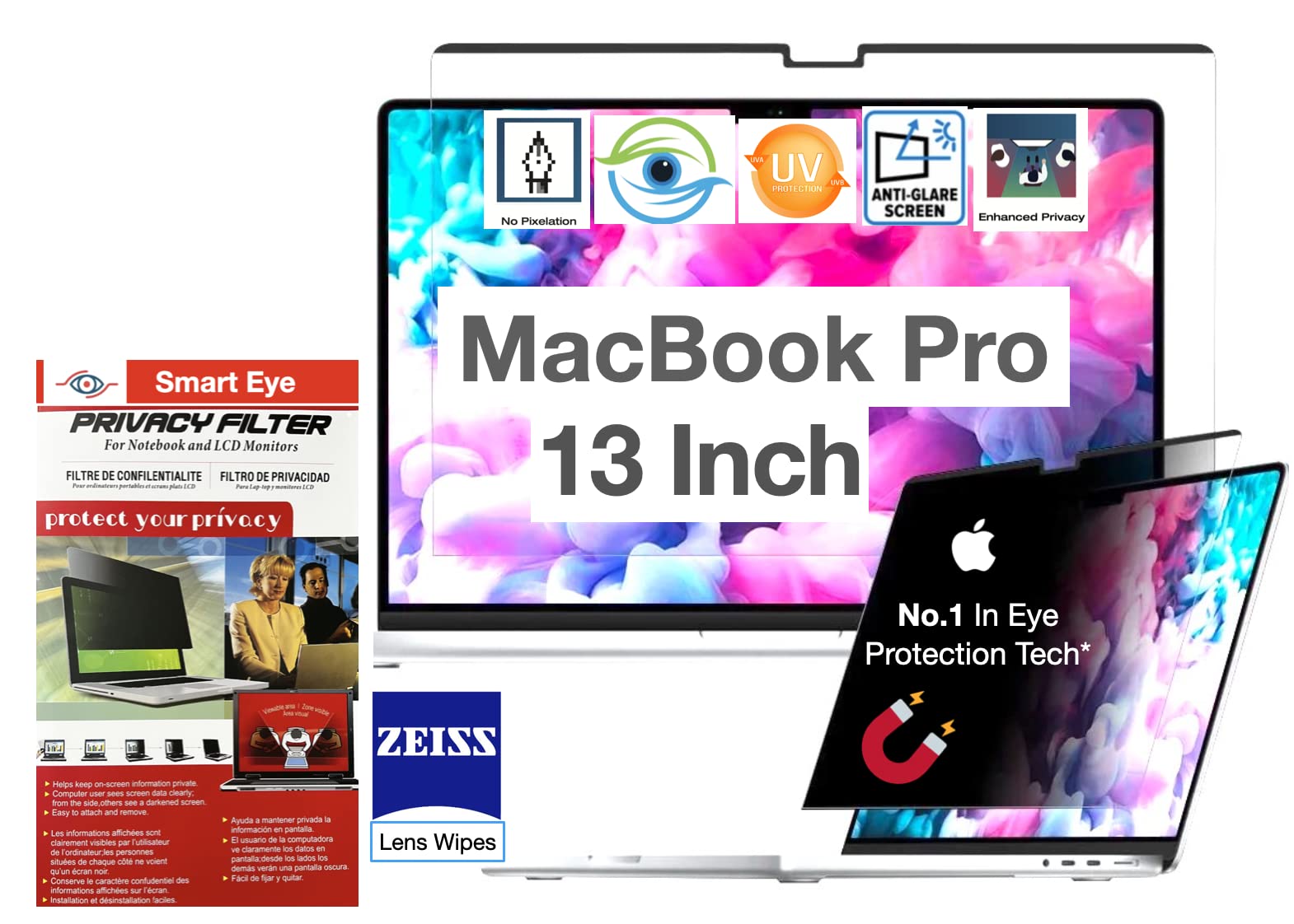 SmartEye MacBook Pro 13 Inch Magnetic Privacy Screen Filter - No Eye Strain | Anti Blue Light + Anti Glare | No Dry Eyes | Privacy Screen Protector (B0C5MY9QLW) Amazon Price History, Amazon Price Tracker