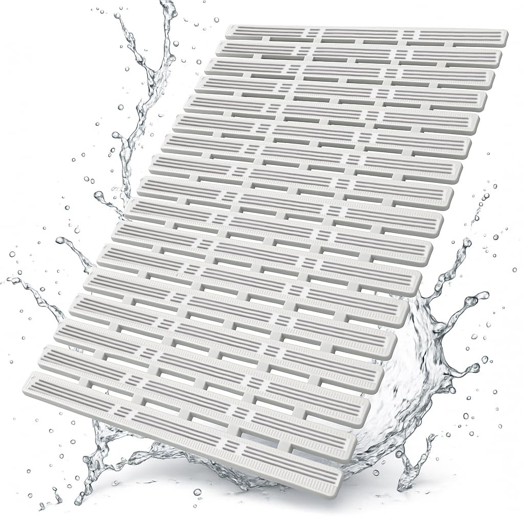 Shower Mat Non Slip - White & Grey 35