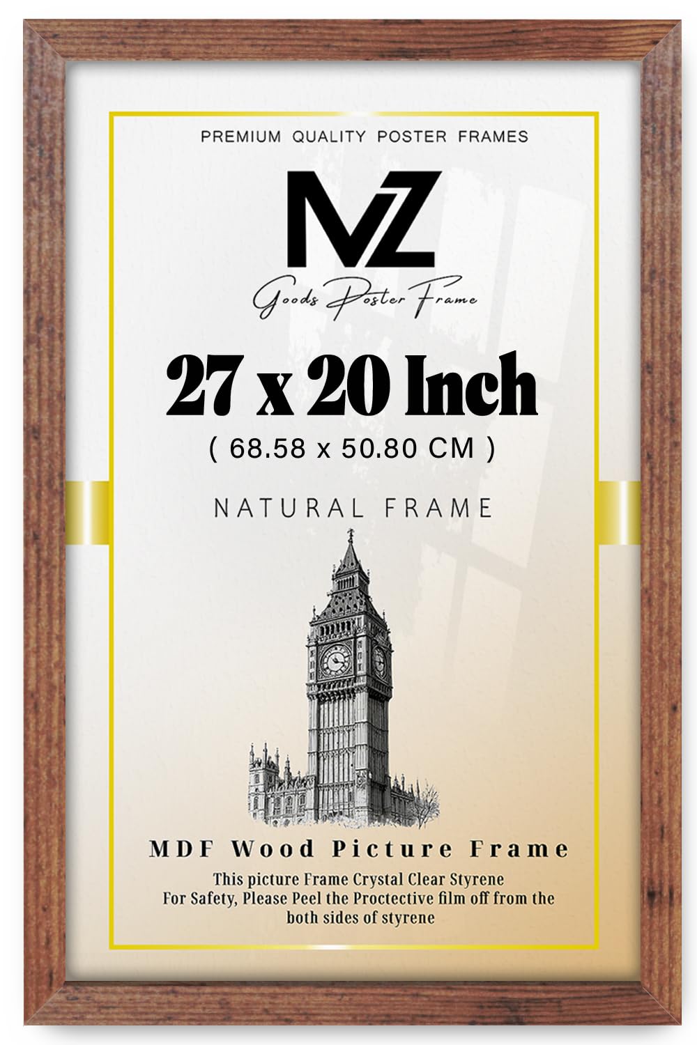 Mz Goods Rustic | Mdf Poster Frame (68.58 X 50.80 Cm) 50.8 Cm X 68.58 Cm For Abstract Art, Prints & Room Interiors, Sturdy Mdf Build, Easy Mounting Hooks [ ]
