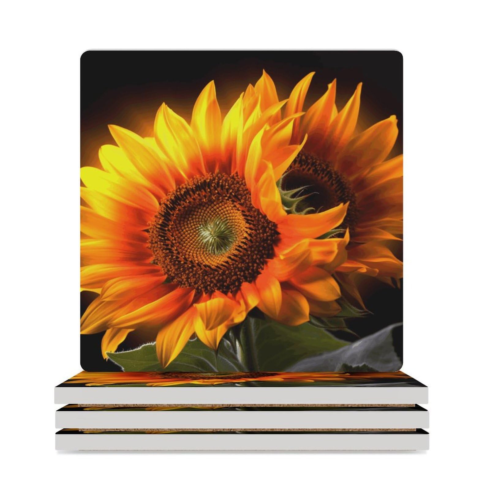 Dessous de verre tournesol orange évite les rayures de table