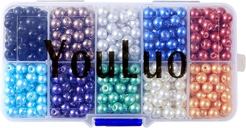 Miniatura 2 de YouLuo 550 cuentas de perlas de vidrio de 0.236 pulgadas, 10 colores multicolor perlas, redondas, sueltas, con agujeros para hacer joyas, cuentas de