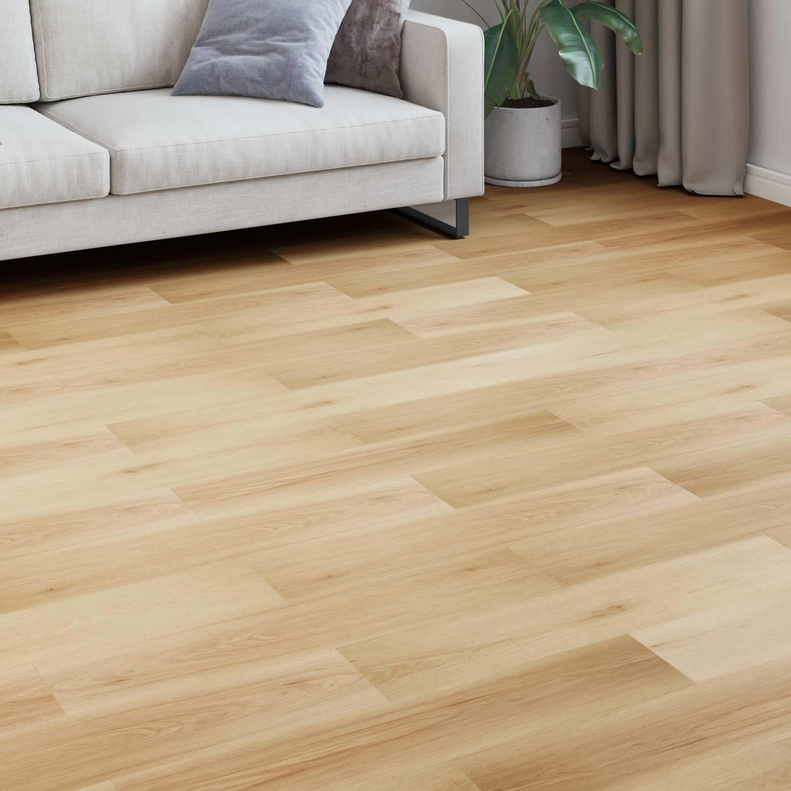 Juego de 5 suelos laminados de arce claro, aspecto de madera, 101 x 20 x 0,8 cm, material de madera, sistema de clic sin pegamento para salón, dormitorio y pasillo, fácil de limpiar