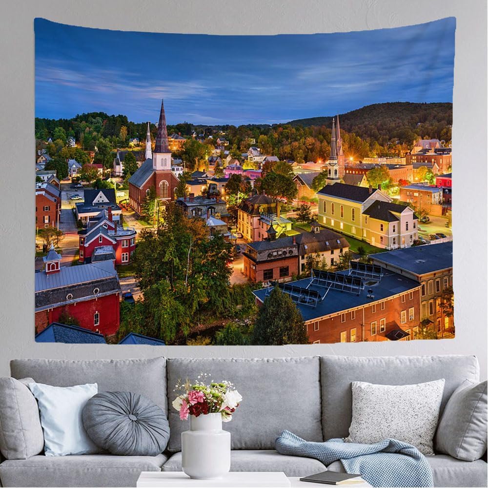 Generisch Wandteppich Europäische Stadt Wandtuch Landschaft, Wandteppiche 240x260 cm Tapisserie Wandbehang Stoff Wanddeko für Wohnzimmer Schlafzimmer Wohnheim B-2519