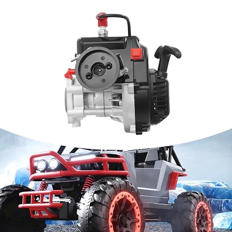32cc 2 Stroke Motor Engine, 4 Bolts Air Cooled Engine Easy to Start Recoil Hand Puller, Gas Powered Motor for 1/5 Redcat Hpi ROVAN KM Baja 5b 5sc Car Parts