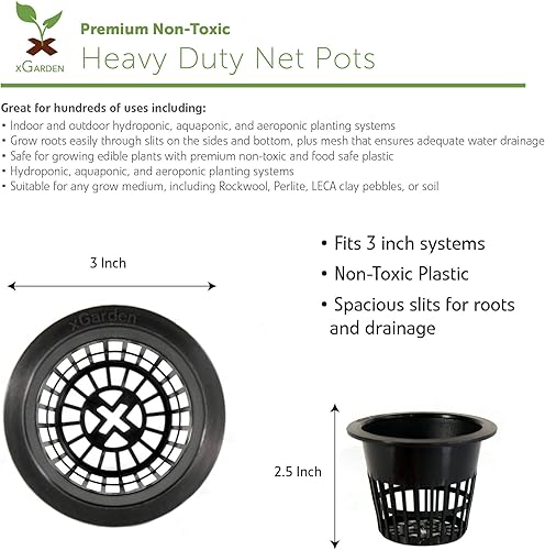 Miniatura 9 de xGarden - Macetas de red resistentes - Borde ancho y lados ranurados - para hidroponía y acuapónica - Plástico resistente a los rayos UV y libre de