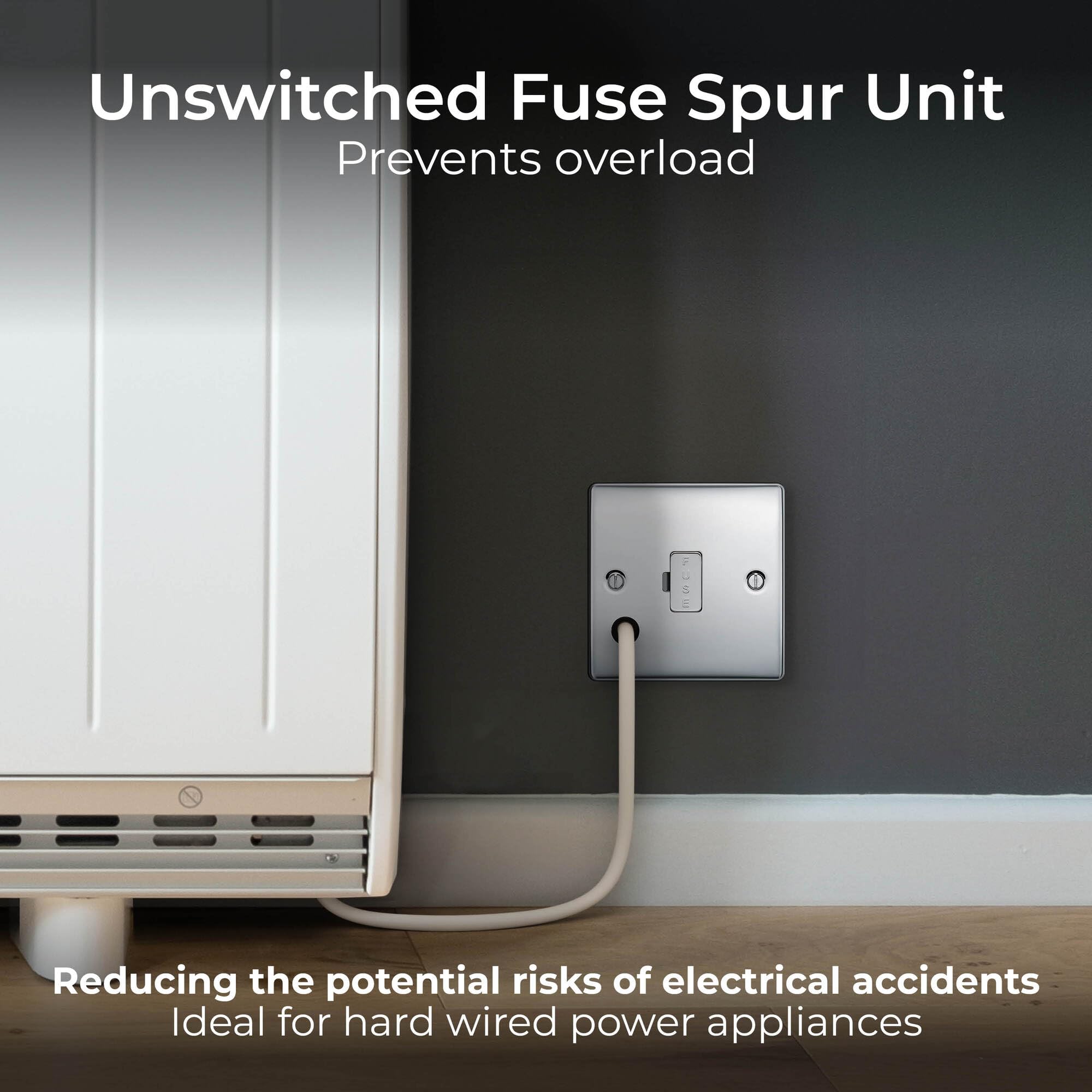 BG Electrical Unswitched Fused Connection Unit with Flex Outlet, Polished Chrome - Image 4