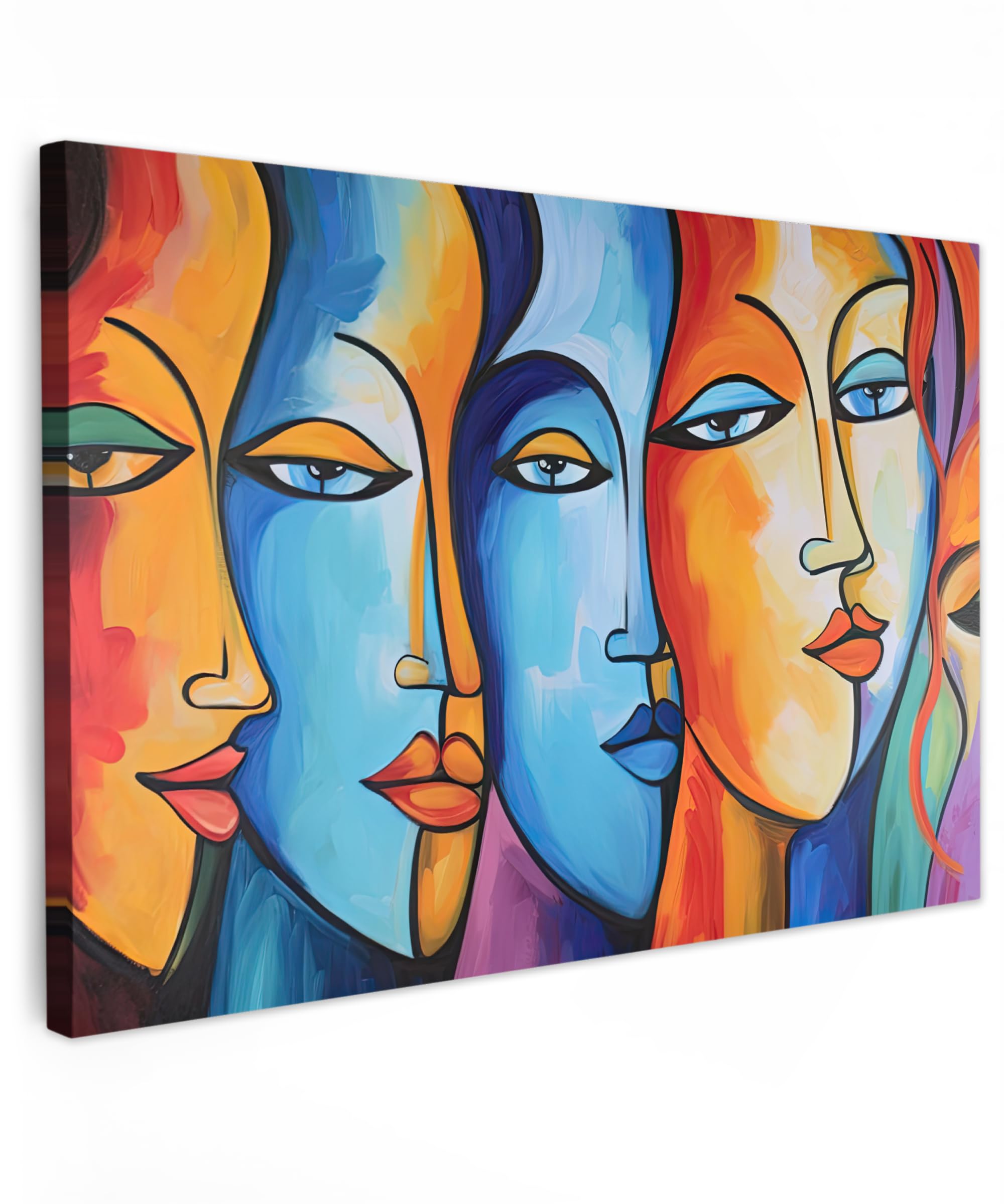 MuchoWow© Wandbilder 90x60 cm Wohnzimmer Wanddeko Schlafzimmer Zimmerdeko Fotowand Zimmer Deko Wand Dekoration Wall Art Kunstdruck - Kopf - Öl - Gemälde - Bunt
