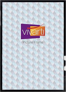 Vivarti Picture Frame with Gloss Black Finish, Wall Mount, Shatter-Proof Styrene Glass Glazing, Contemporary Rectangular Style Frame, Black, 60 x 80 cm