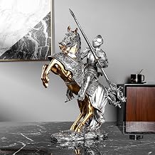 Knight Bronze Warhorse Statue Warrior Figurine 16.7in Collection Legendary Medieval Knight Sculpture, Swordsman Guard Warrior, Art Figure Gifts Collection For Home Office