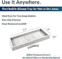 Vista 3 de Bandeja de encimera y tocador, pequeña bandeja de silicona de 7.7 pulgadas para botellas dispensadoras de jabón, soporte de esponja para organizador