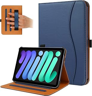 New iPad Mini 6 Case 2021 (6th Generation), Premium PU Leather Folio Stand Smart Protective Cover, Multi-Viewing Angles and Auto Wake & Sleep Function for iPad Mini 6 8.3 Inch（Dark Blue）