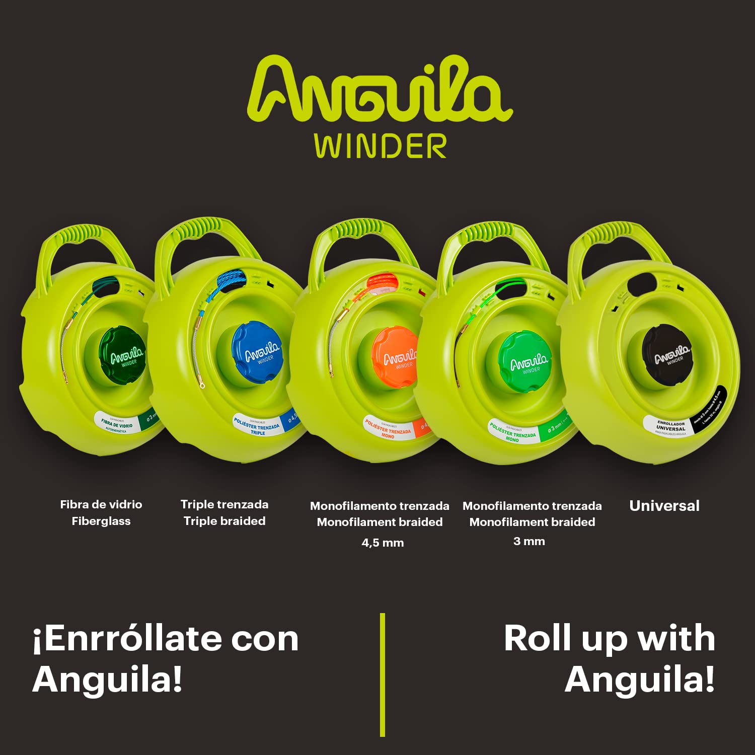 Anguila Max | Winder | Enrollador Universal | Color Negro | Diámetro desde 3 hasta 4,5mm | Hasta 32 metros