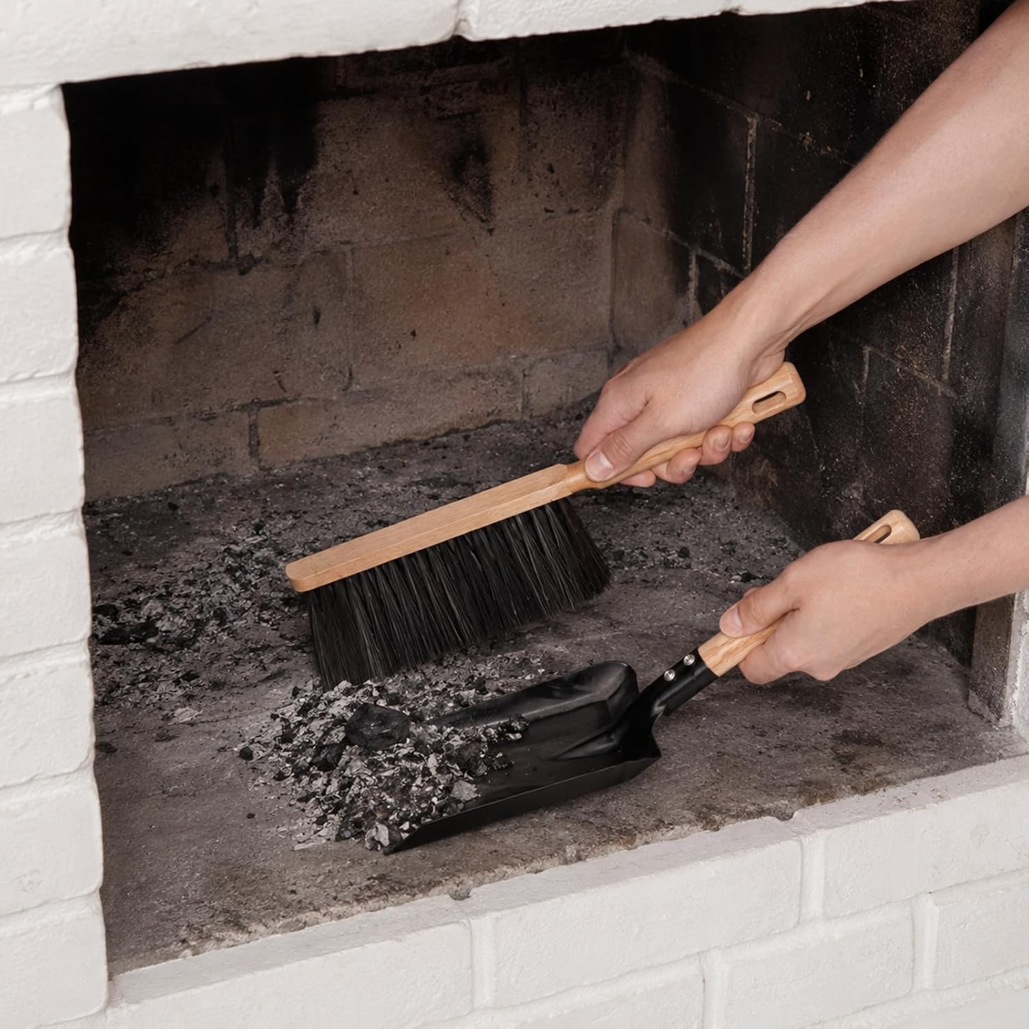 NQEUEPN Ash Shovel and Brush Set, Fire Pit Tools