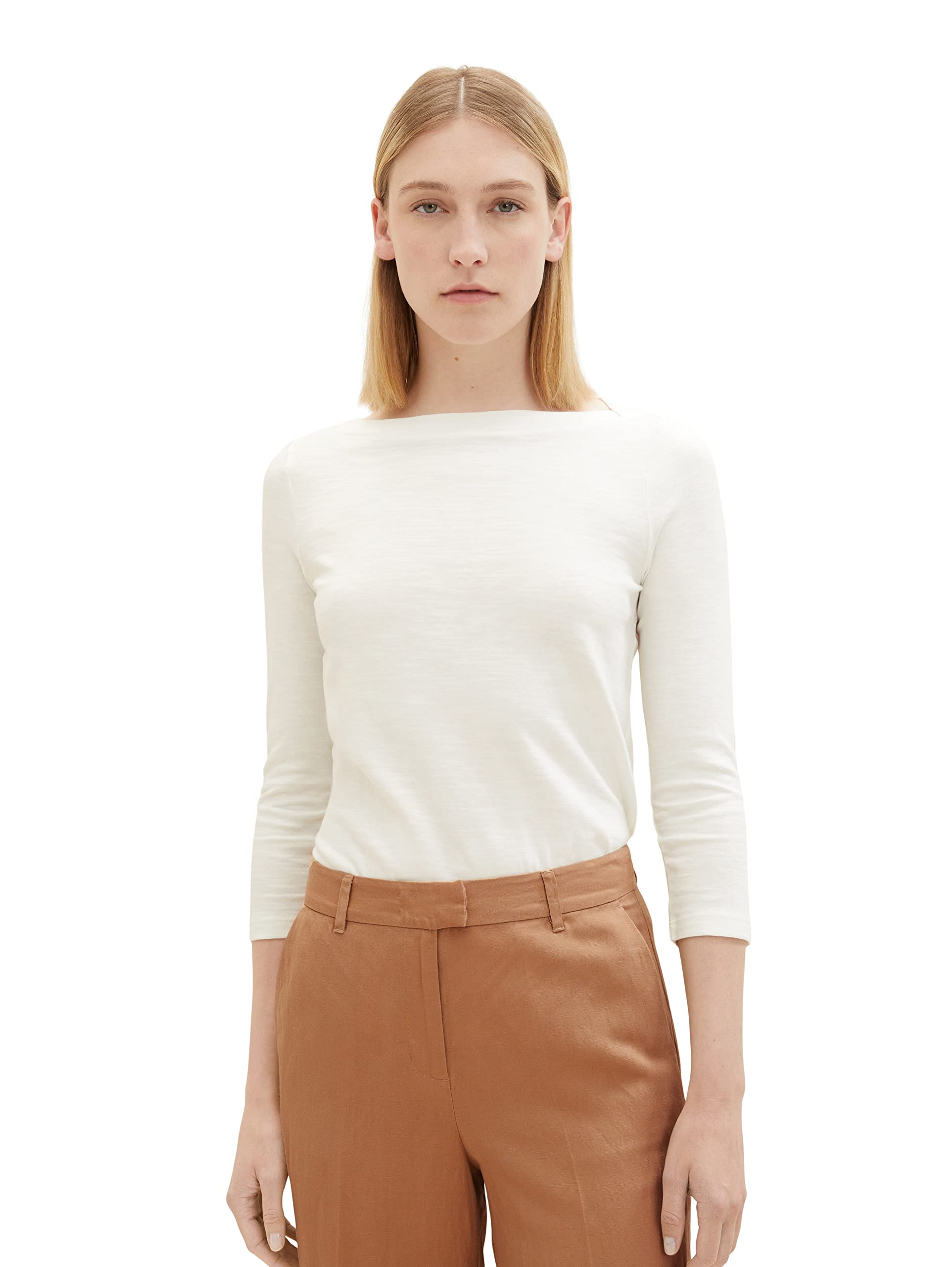 TOM TAILOR Damen Basic T-Shirt mit 3/4-Arm
