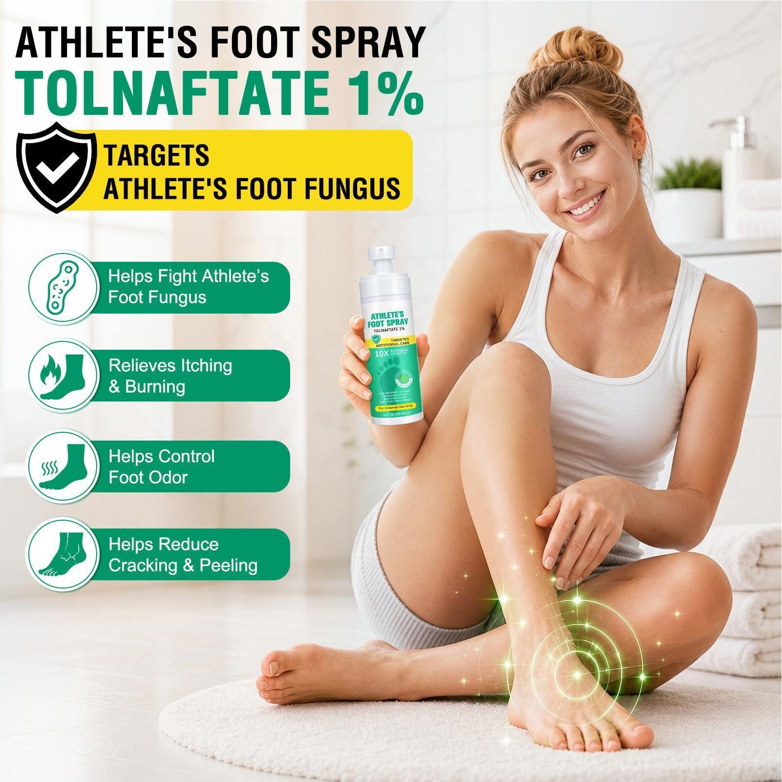 Spray para pies de atletas, 120 ml para el cuidado calmante de los pies, spray antipicazón, para adultos, mujeres, hombres, corredores, vestuarios, viajes, hogar, gimnasio, salón, rutina diaria