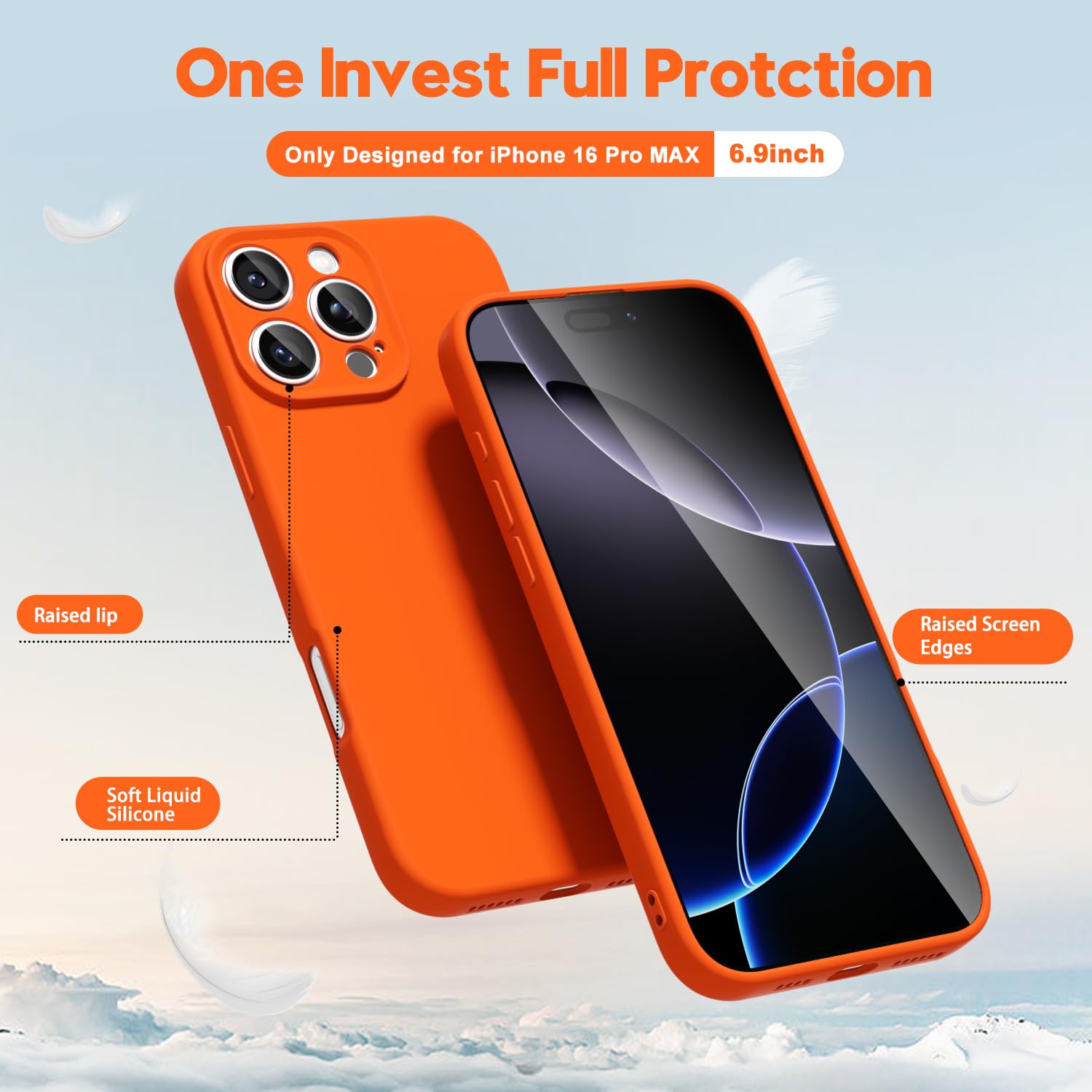 oakxco for iPhone 16 Pro Max Case Liquid Silicone, Soft Rubber Gel Elegant Aesthetic Basic Simple Cover, Cute Thin Slim TPU Matte Solid Color Plain Smooth Case for Women Girl, Light Pink — view 1657