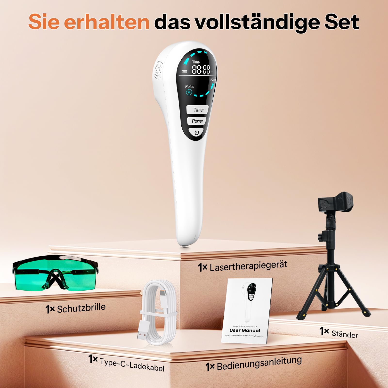 Handgerät Kaltes Rotlicht Handgerät, 5 Modi, 808nm+650nm Kaltlicht-Technologie, Infrarot Kaltlicht Handgerät für Muskel- und Gelenkpflege Mensch & Haustier