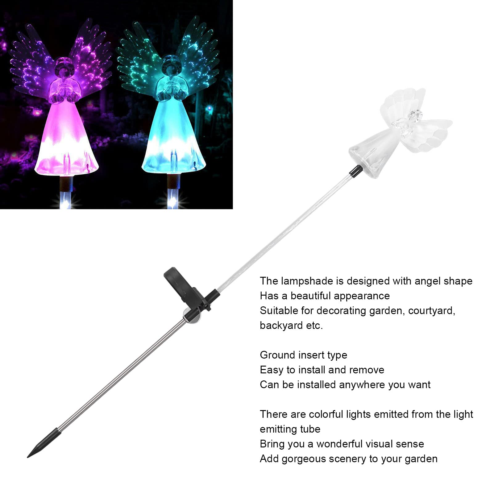 LED-Solar-Spike-Lichter, 70cm Dekorative Engel Lampe im Freien wasserdicht Landschaft Ornamente Beleuchtung für Rasen, Weg, Terrasse, Hof
