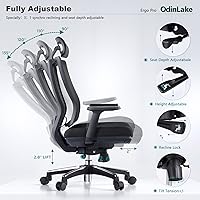 Vista 4 de OdinLake Ergonomic Office Chair Mesh - Seat Depth Adjustable Home Office Desk Chairs High Back with Lumbar Support - Computer Swivel Task Chair with