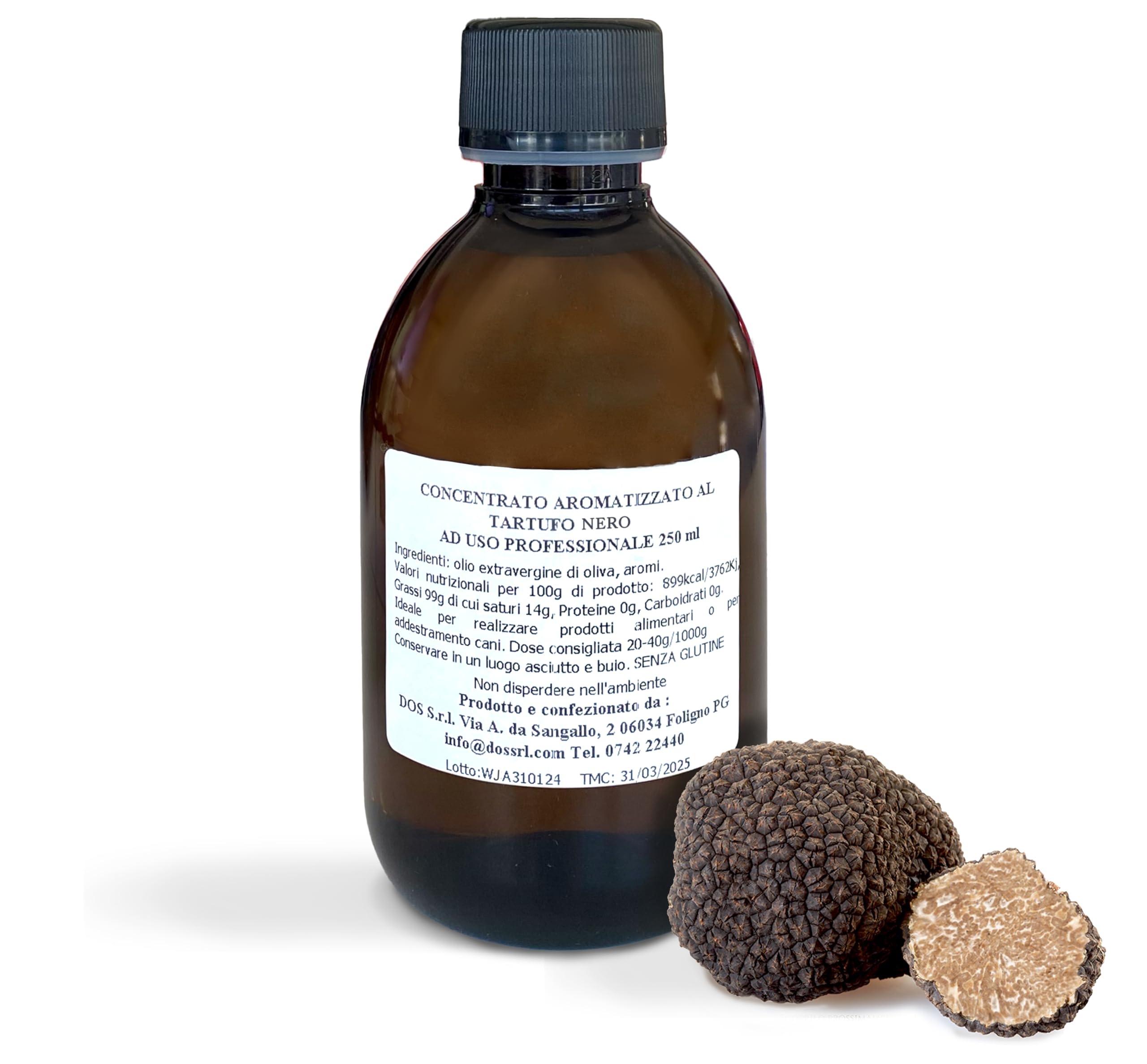 D.O.S. Specialità al Tartufo since 1940 - Concentrato Liposolubile al Tartufo Nero Extra Forte | Uso Professionale | Adatto per Addestramento Cani | Ideale per Prodotti Alimentari | 250 ml