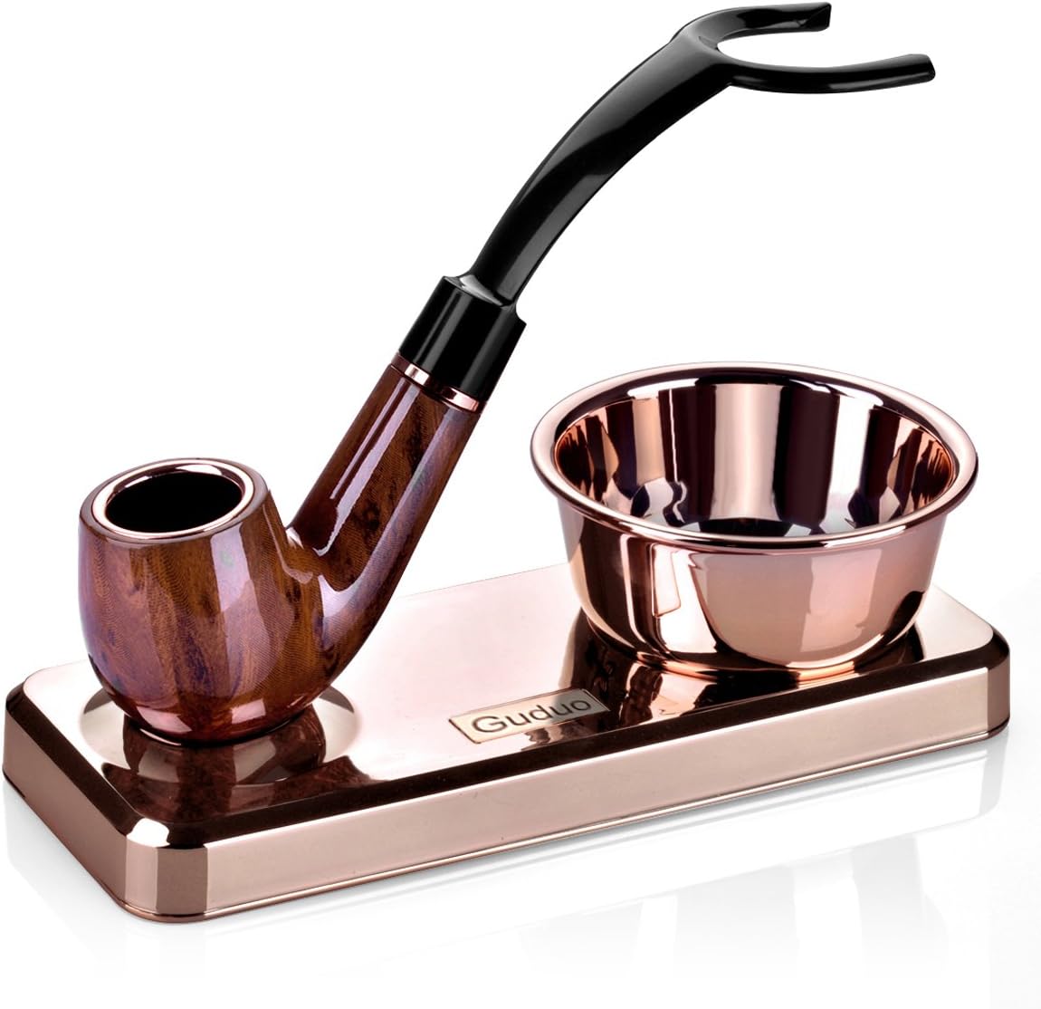 Compatible Hu Brush Holder Shaving Set Razor Stand and Bowl Stand for Gentlemen Stand and Bowl Stand (Rose Gold)