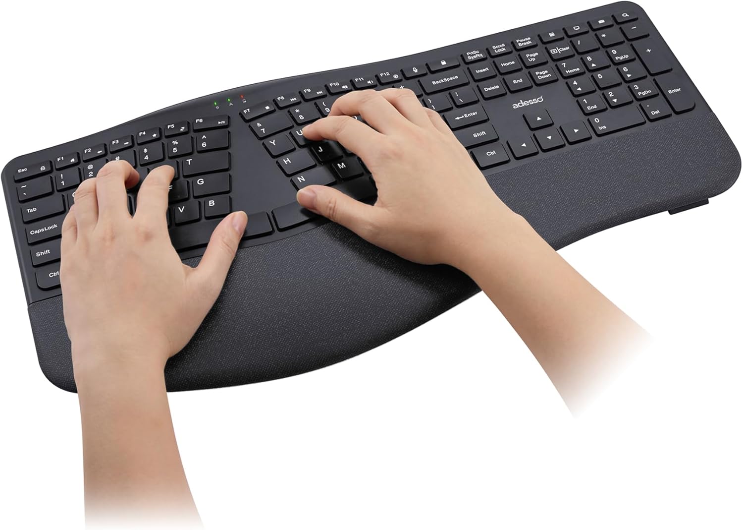 Adesso WKB-7500CB Wireless Ergonomic Keyboard and Mouse Combo with Copilot AI Hotkey Scissor Switch Keys Split Keyframe Design Adjustable DPI Optical Mouse for Windows Mac PC Laptop Black