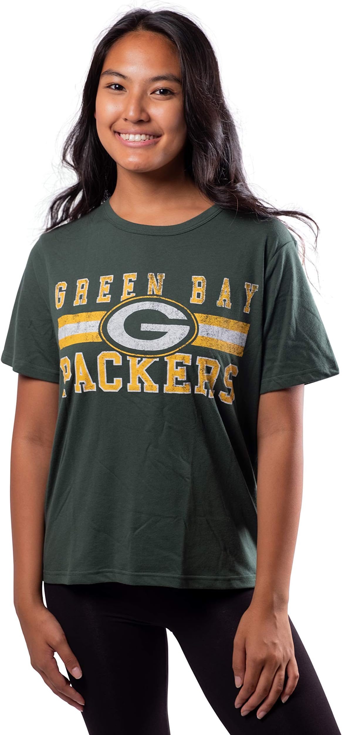 Ultra GameWomen's NFL Official Distressed Graphics Super Soft Crew Neck T-Shirt