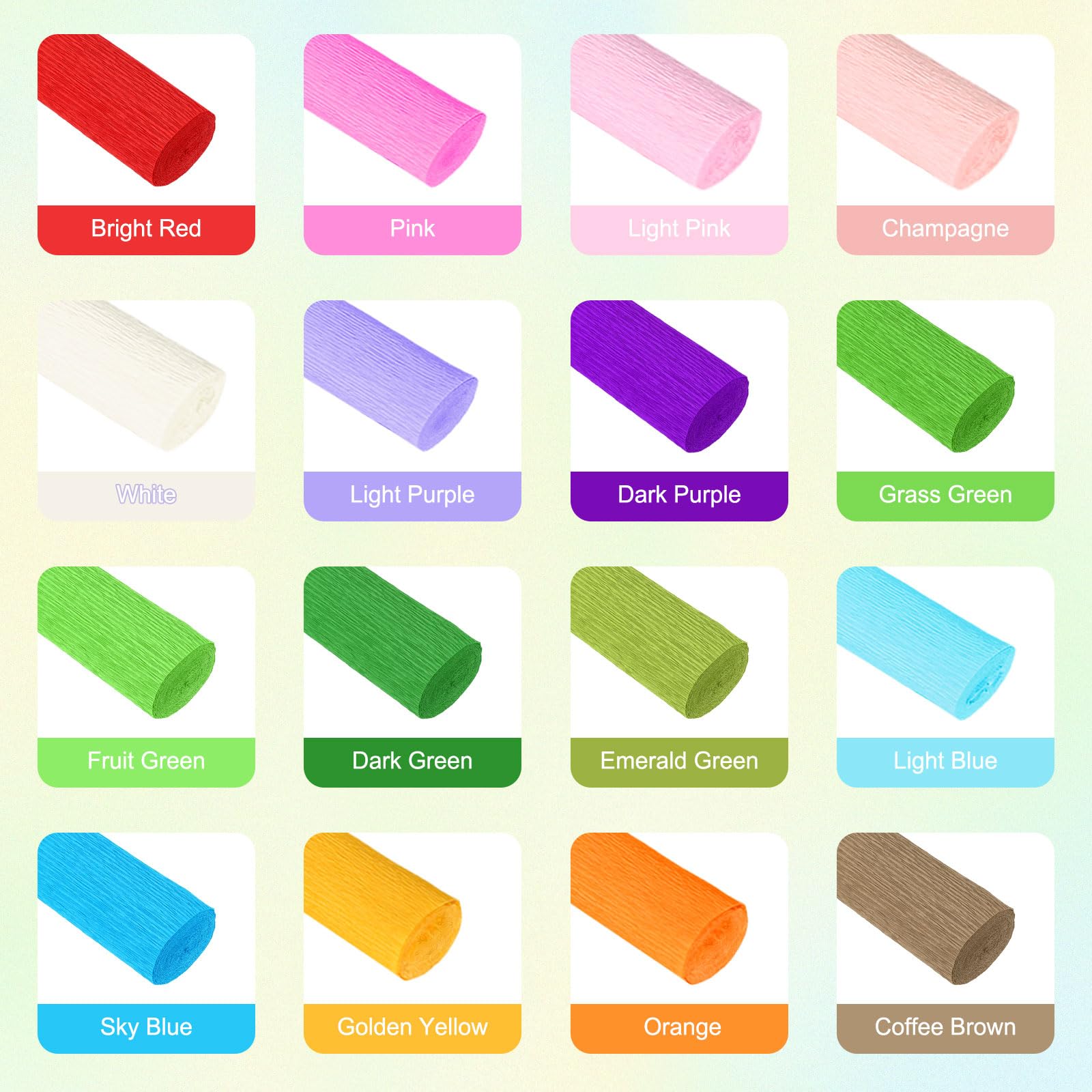 QUARKZMAN 3 Rouleaux De Papier Crêpe 19 x 98 Pouces Streamer Fleur Blanc