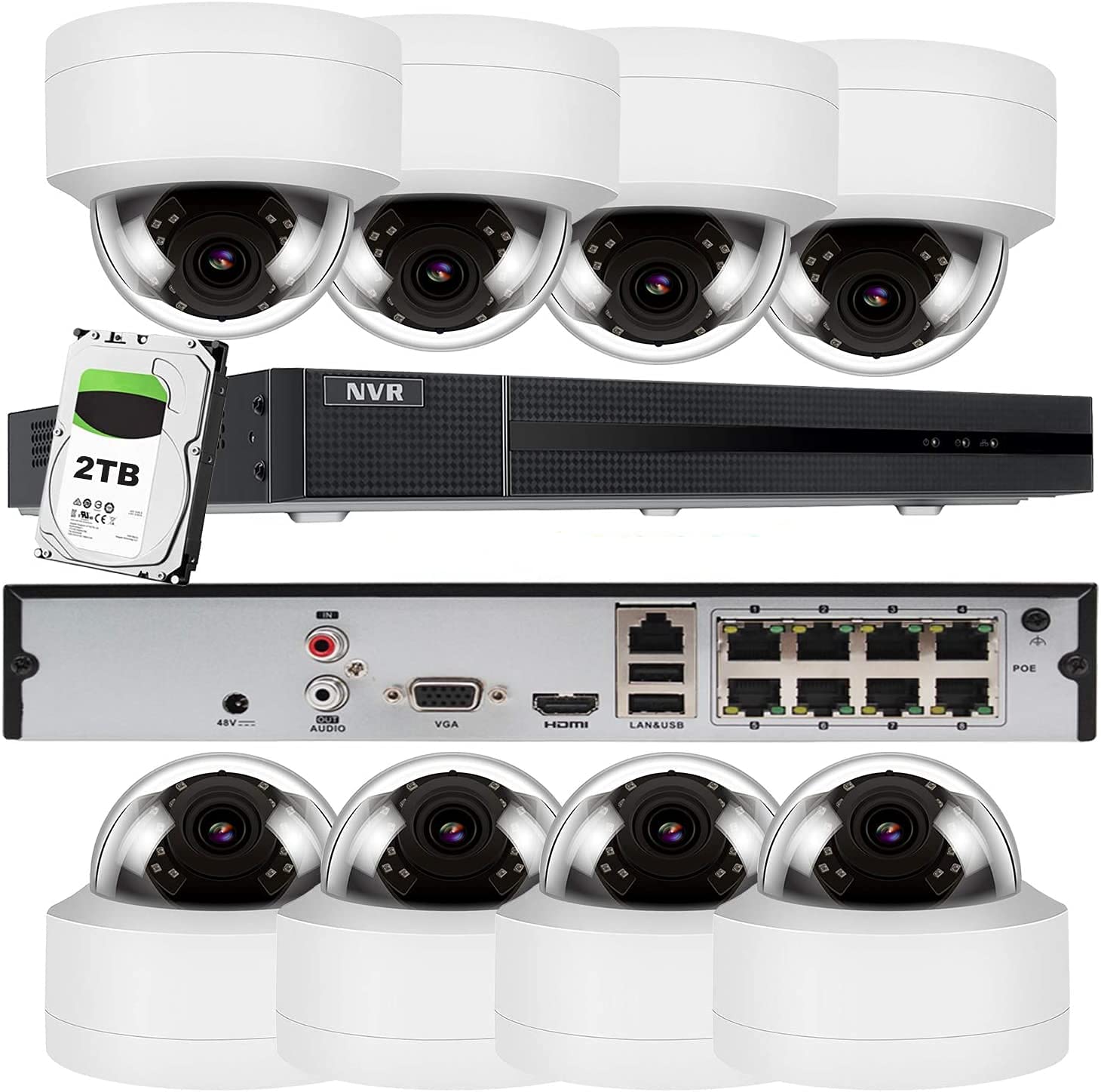 Anpviz 8CH 5MP PoE Home Security Cameras System with 2TB HDD, H.265 4K 8-Channel NVR Security System and 8pcs 5MP Outdoor ...